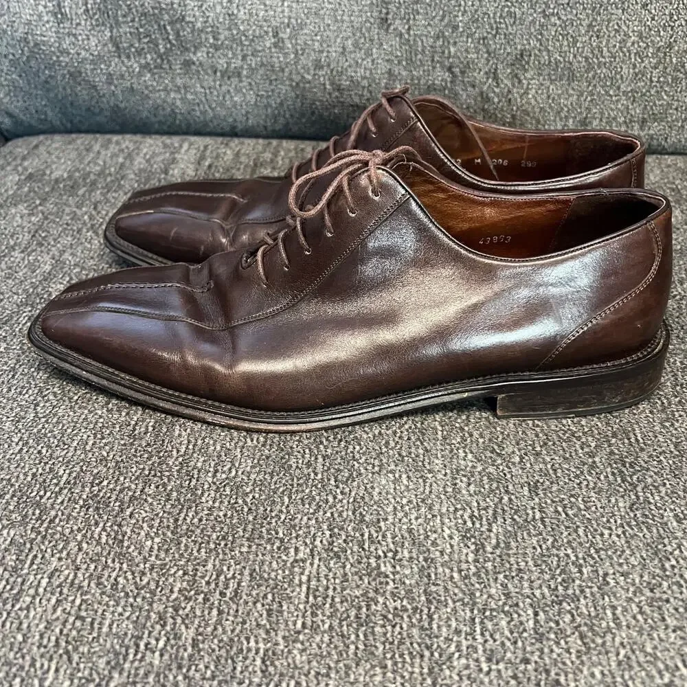 Bachrach Oxford Dress Shoes Mens Sz 12 Brown Leather Split Square Toe Corporate